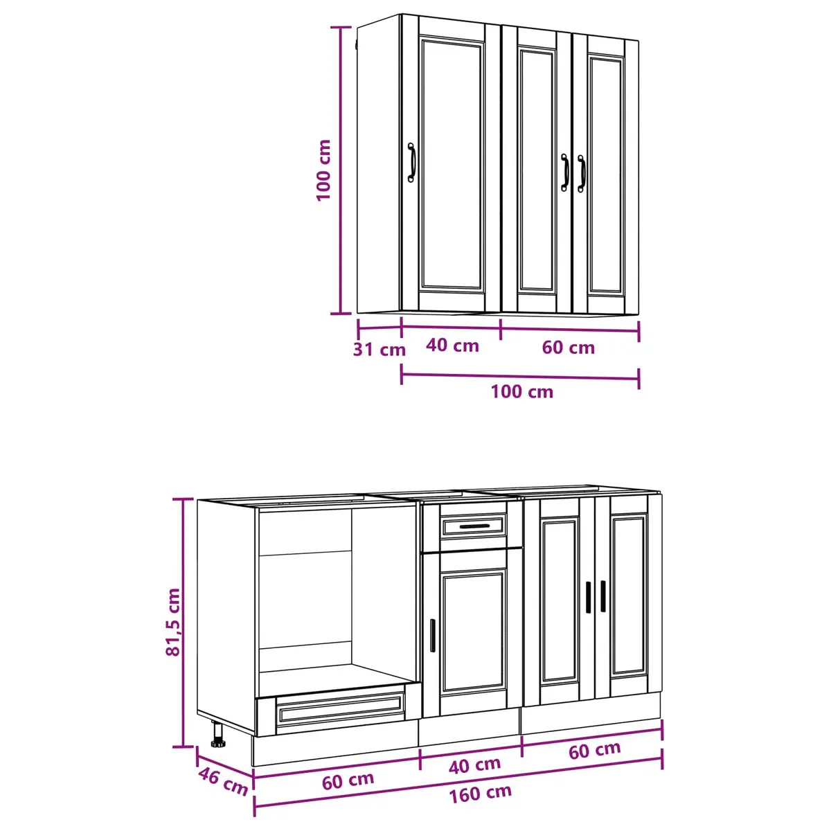 Kitchen Cabinet 5 Piece Modular Unit High Gloss White Engineered Wood Storage