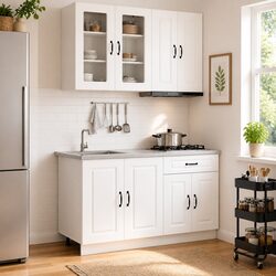 White 4-Piece Kitchen Cabinet Unit with Adjustable Feet