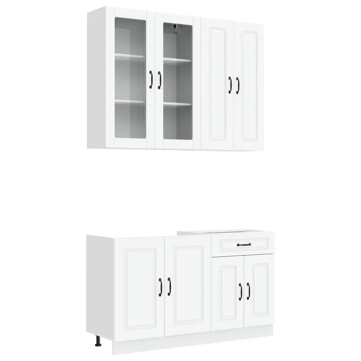 Kitchen Cabinet Unit White 4 Piece Engineered Wood Storage