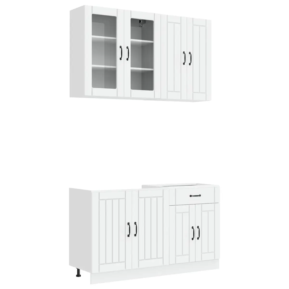 Kitchen Cabinet Unit 4 Piece Modern Storage Organizer White Engineered Wood