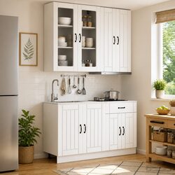 Lucca 4 Piece White Engineered Wood Kitchen Storage Unit