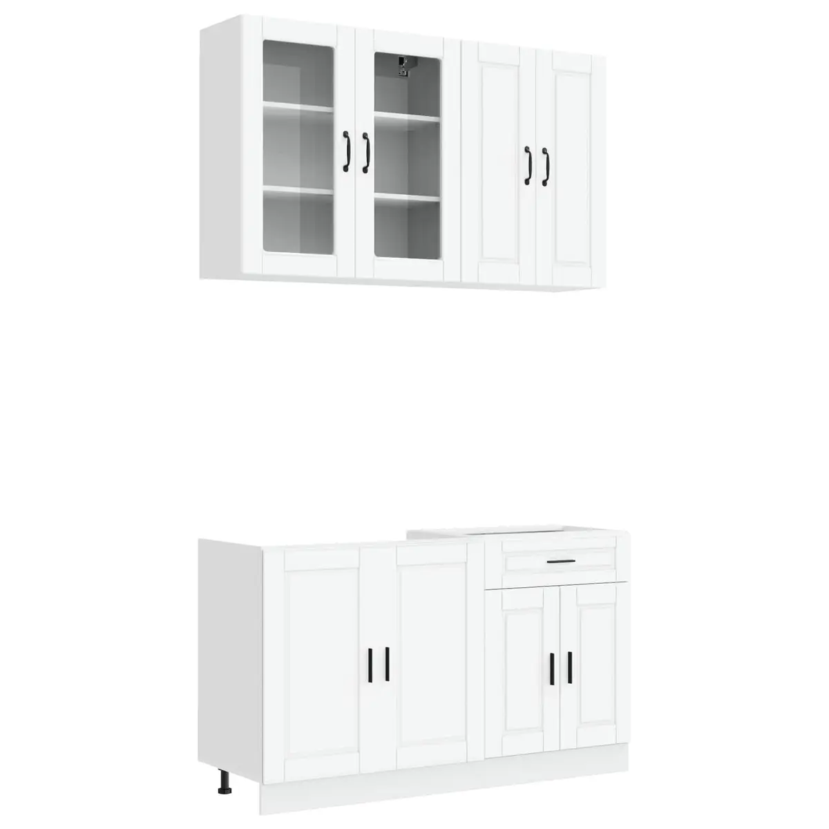 Kitchen Unit White Engineered Wood 4 Pcs Storage Organization