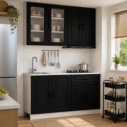 PORTO 4-Piece Black Kitchen Storage Unit