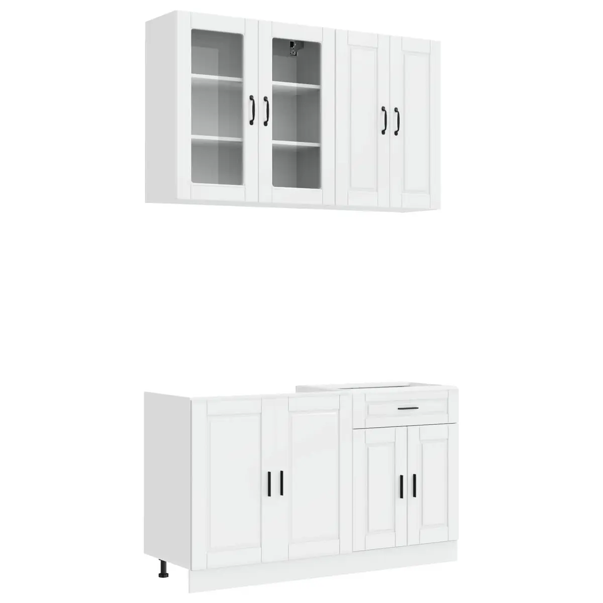 Kitchen Unit High Gloss White 4 Piece Storage Cabinet Engineered Wood Modern