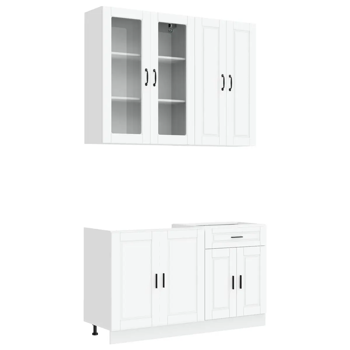 Kitchen Cabinet Unit White 4 Piece Engineered Wood Indoor Storage