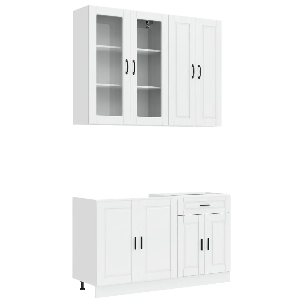 Kitchen Unit High Gloss White 4 Piece Engineered Wood Storage Cabinet
