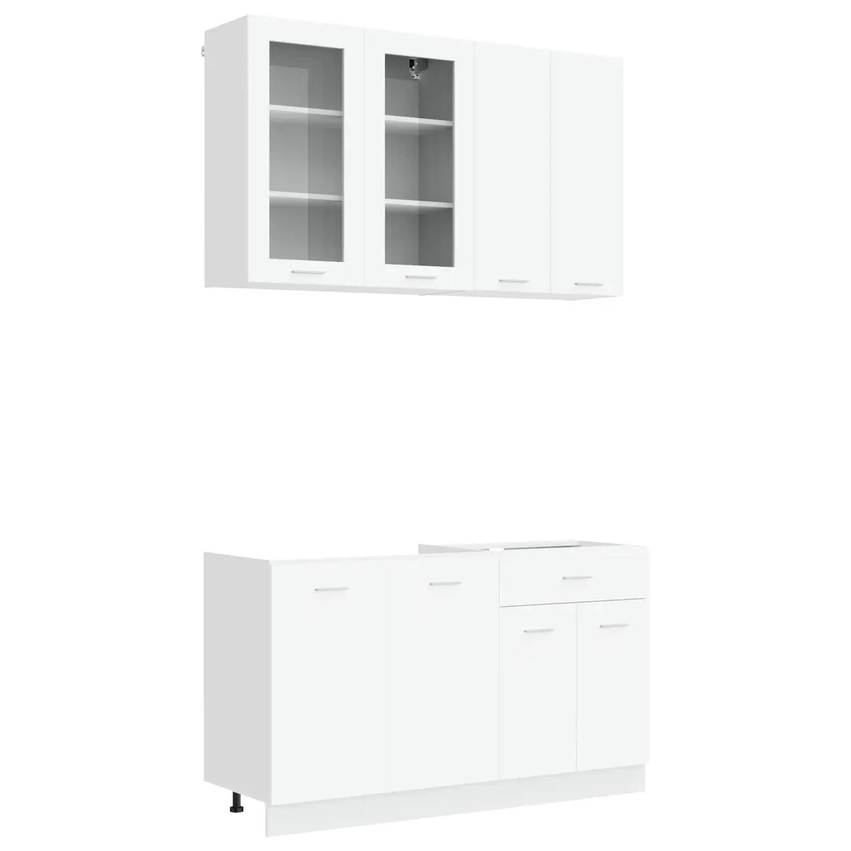 Kitchen Unit White 4 Piece Engineered Wood Storage Cabinet Organizer