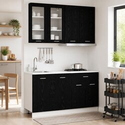LYON 4 Piece Black Engineered Wood Kitchen Unit