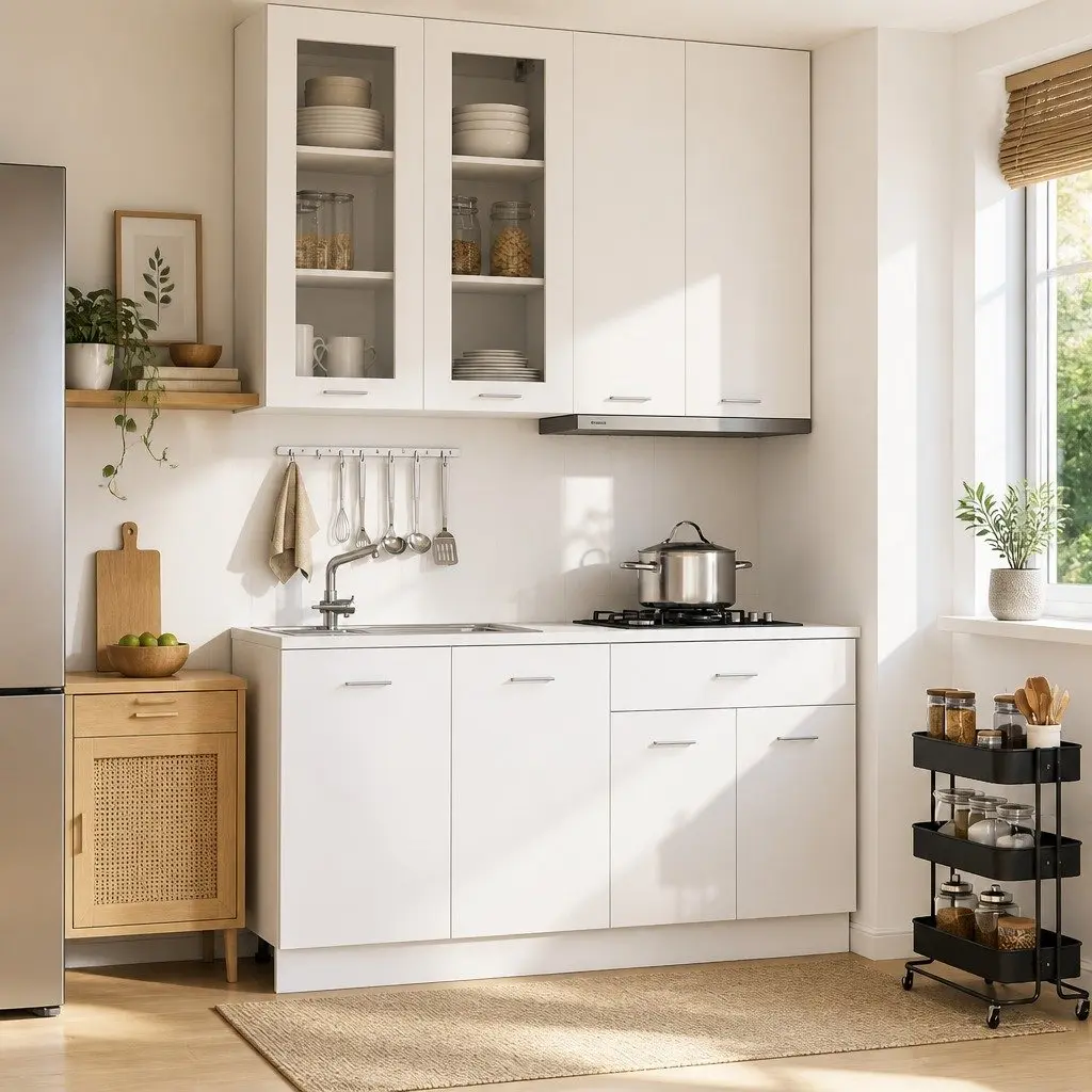 LYON 4 Piece White Engineered Wood Kitchen Storage Set