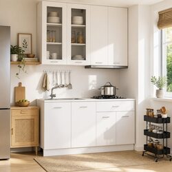LYON 4 Piece White Engineered Wood Kitchen Storage Set