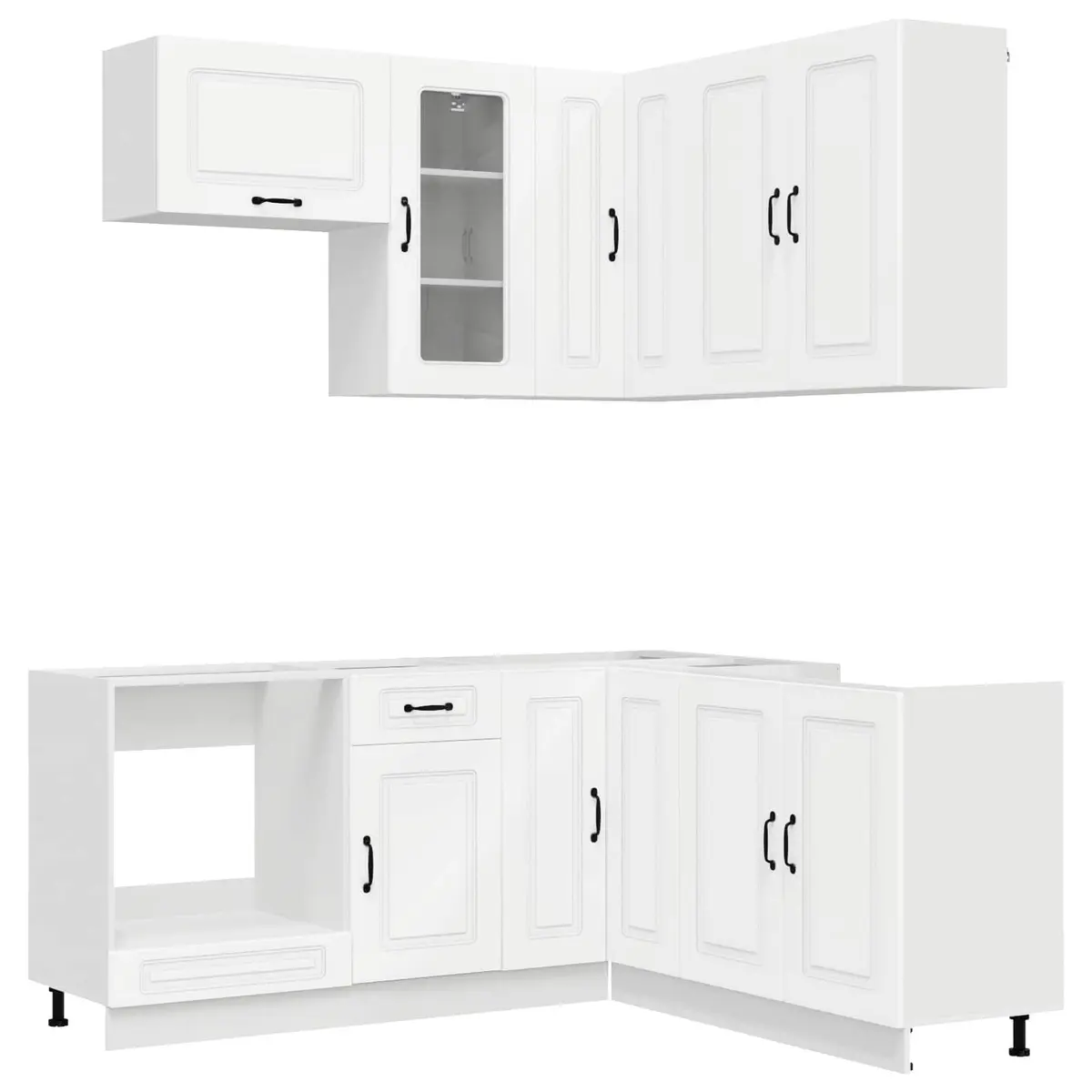 Kitchen Cabinet Unit White 8 Piece Engineered Wood Modern Storage Furniture