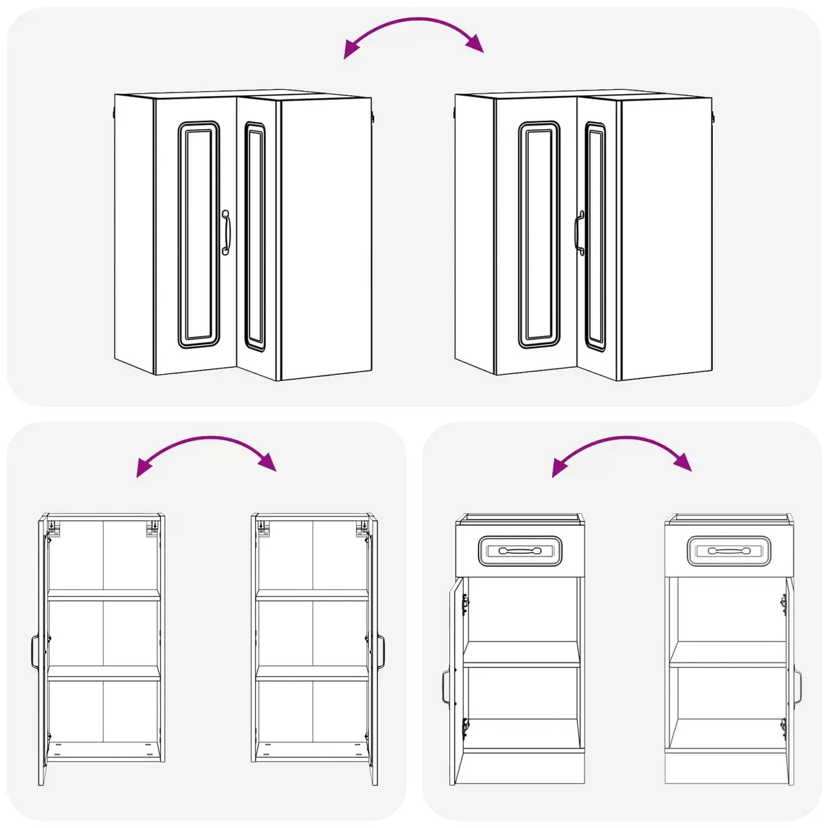 Kitchen Cabinet Unit White 8 Piece Engineered Wood Modern Storage Furniture