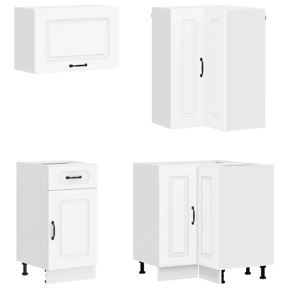 Kitchen Unit White 8 Piece Engineered Wood Cabinets Adjustable Storage Furniture