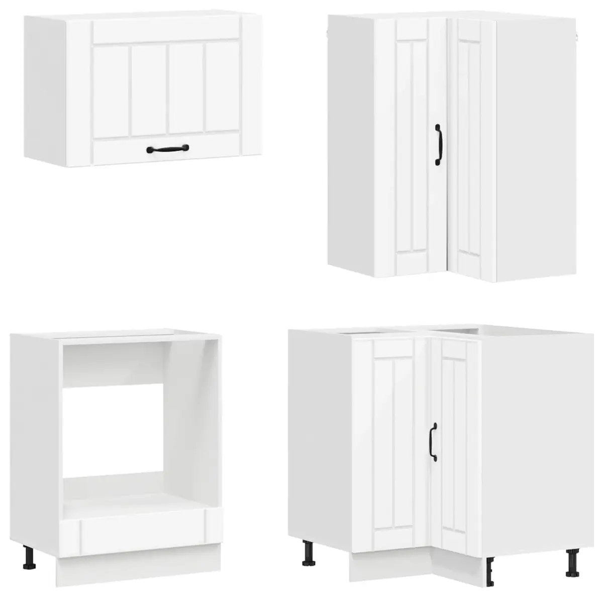 Kitchen Unit Modern White 8 Piece Engineered Wood Cabinet Storage Furniture