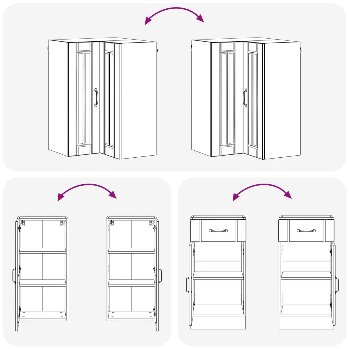 Kitchen Unit Modern White 8 Piece Engineered Wood Cabinet Storage Furniture