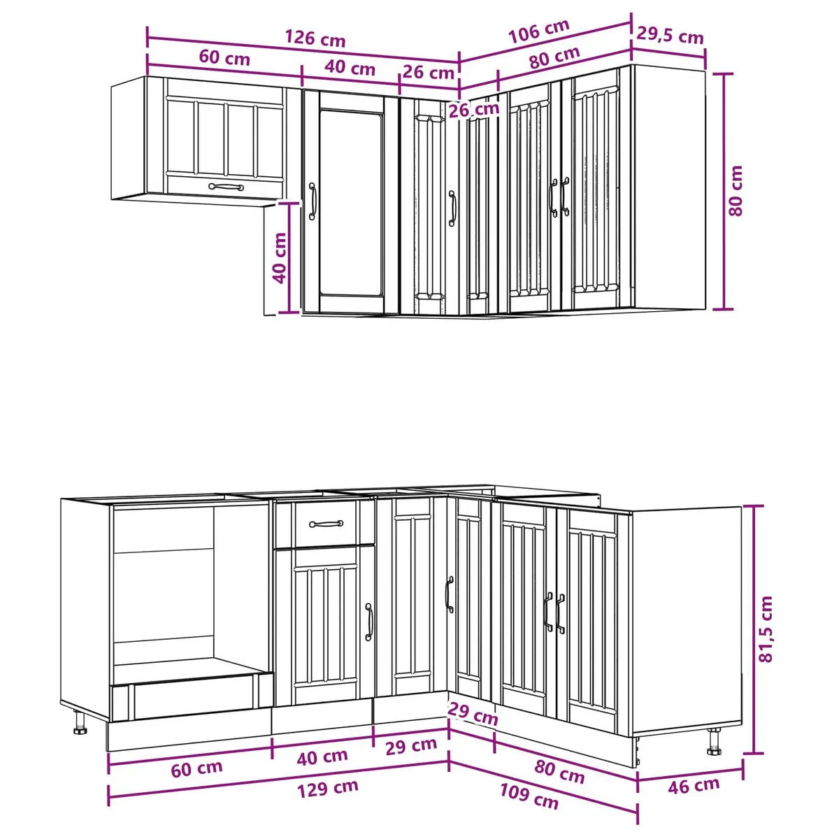 Kitchen Unit Modern White 8 Piece Engineered Wood Cabinet Storage Furniture