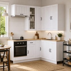 8-Piece Modern Kitchen Cabinet Unit in White