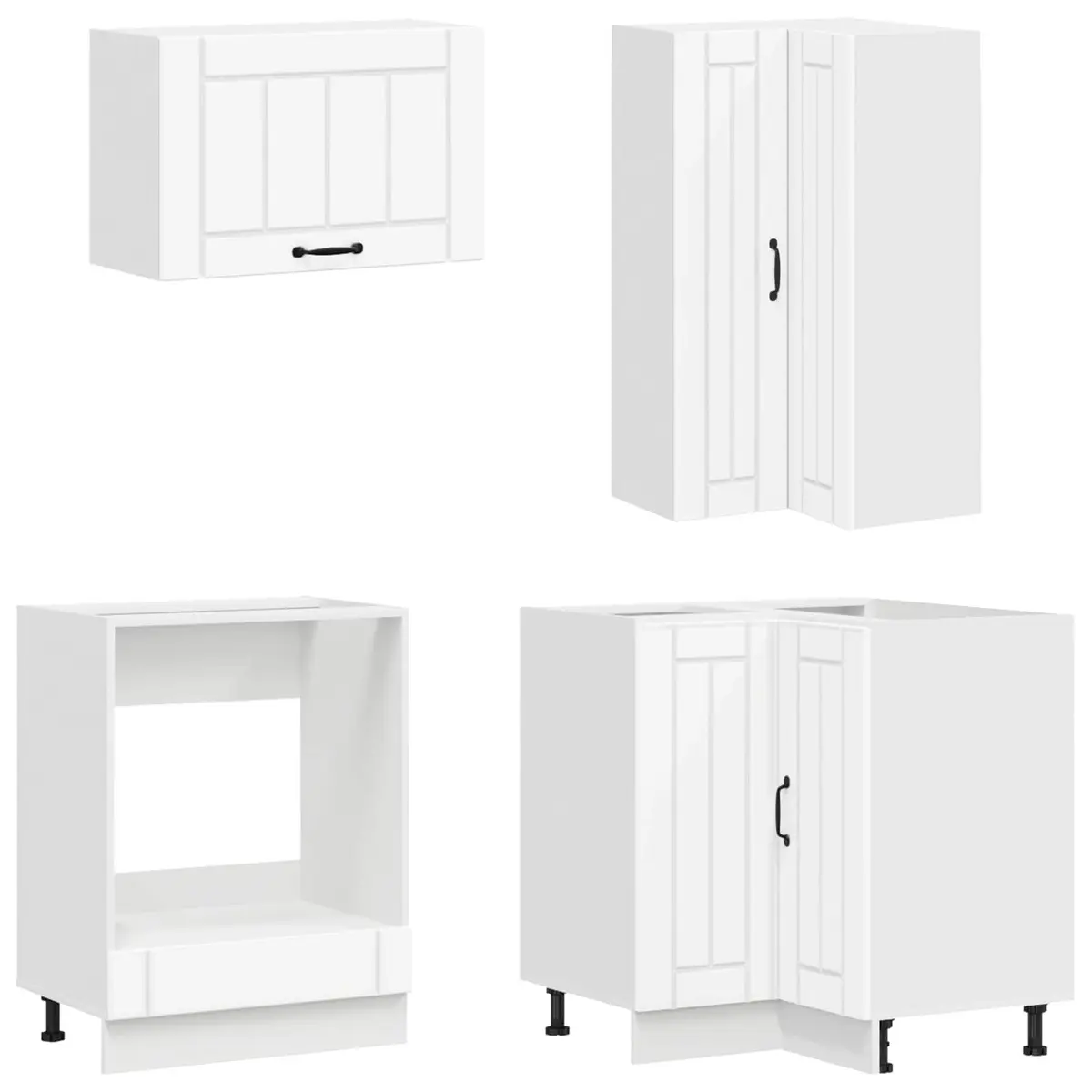 8 Piece Modern Kitchen Cabinet Unit White Engineered Wood Storage Furniture
