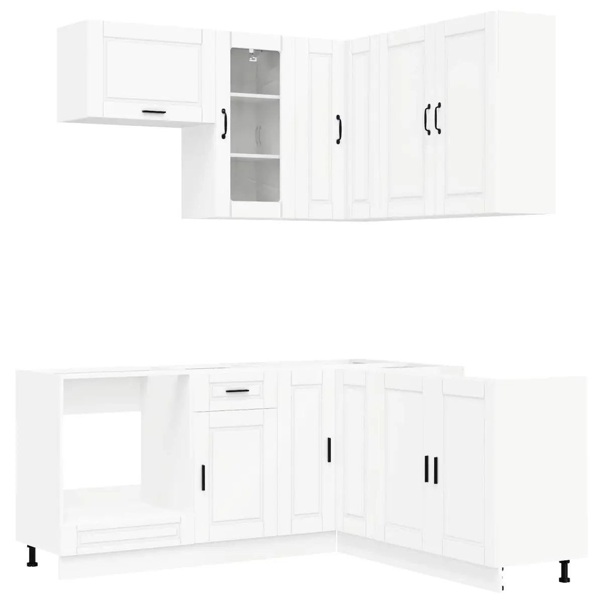 Kitchen Cabinet Unit White Engineered Wood 8 Piece Storage Furniture Set