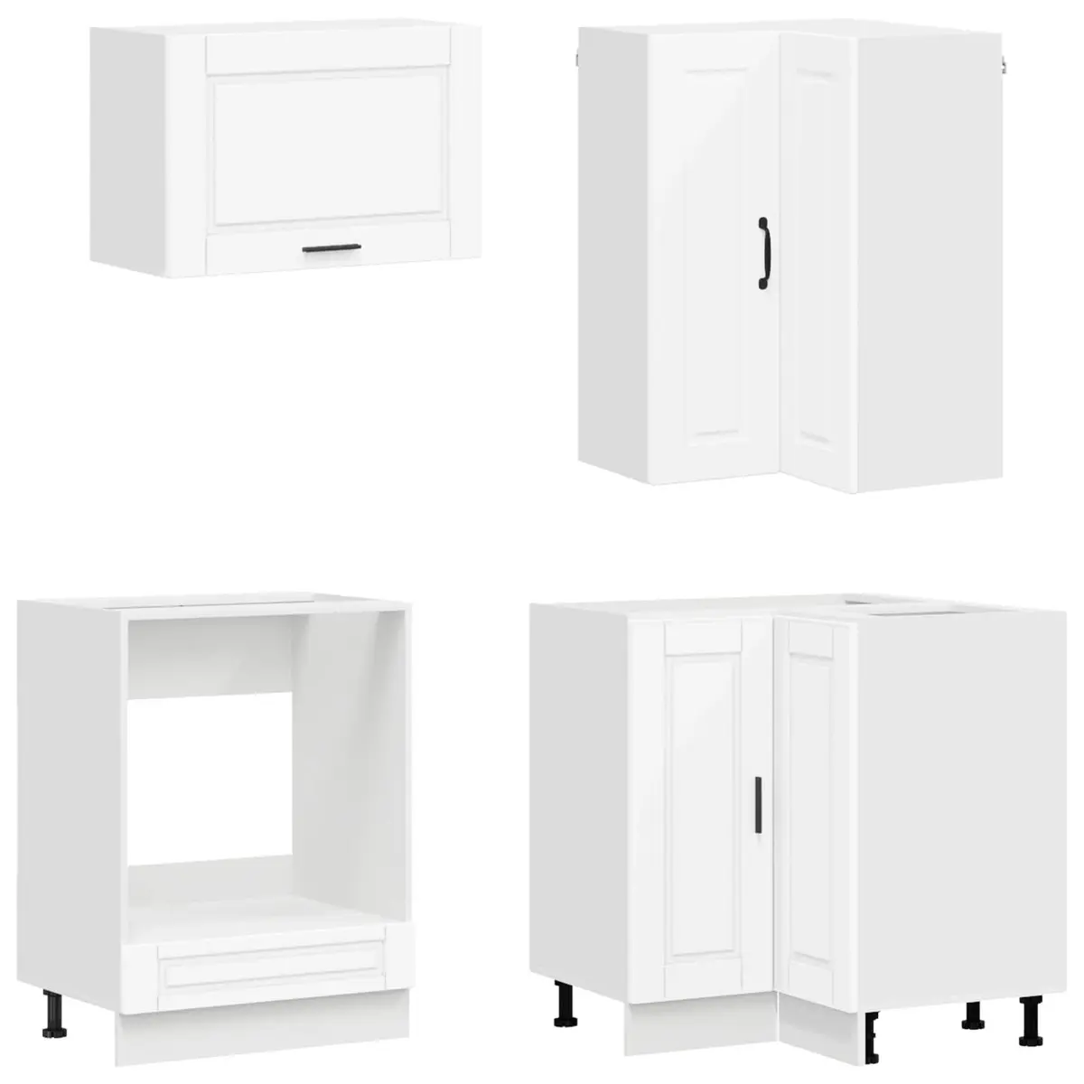 Kitchen Cabinet Unit White Engineered Wood 8 Piece Storage Furniture Set