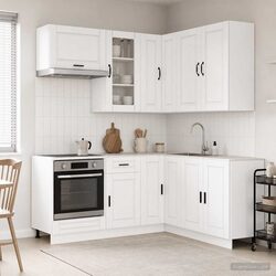 Kitchen Unit PORTO 8 pcs High Gloss White Engineered Wood Cabinet Storage