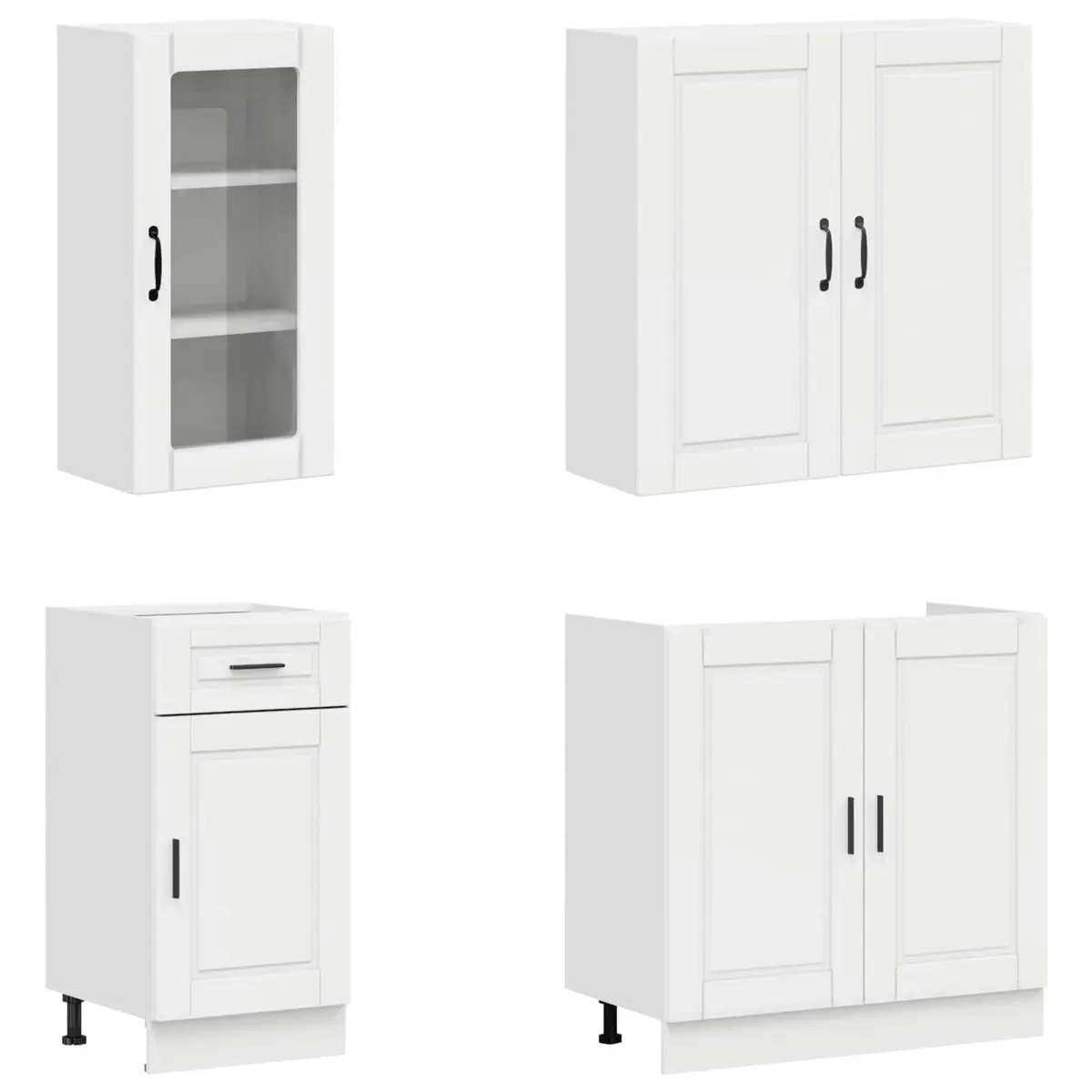 Kitchen Cabinet High Gloss White 8 Piece Engineered Wood Storage Unit