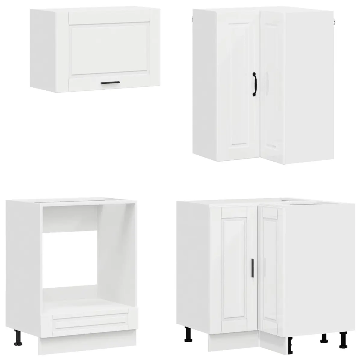 Kitchen Cabinet High Gloss White 8 Piece Engineered Wood Storage Unit