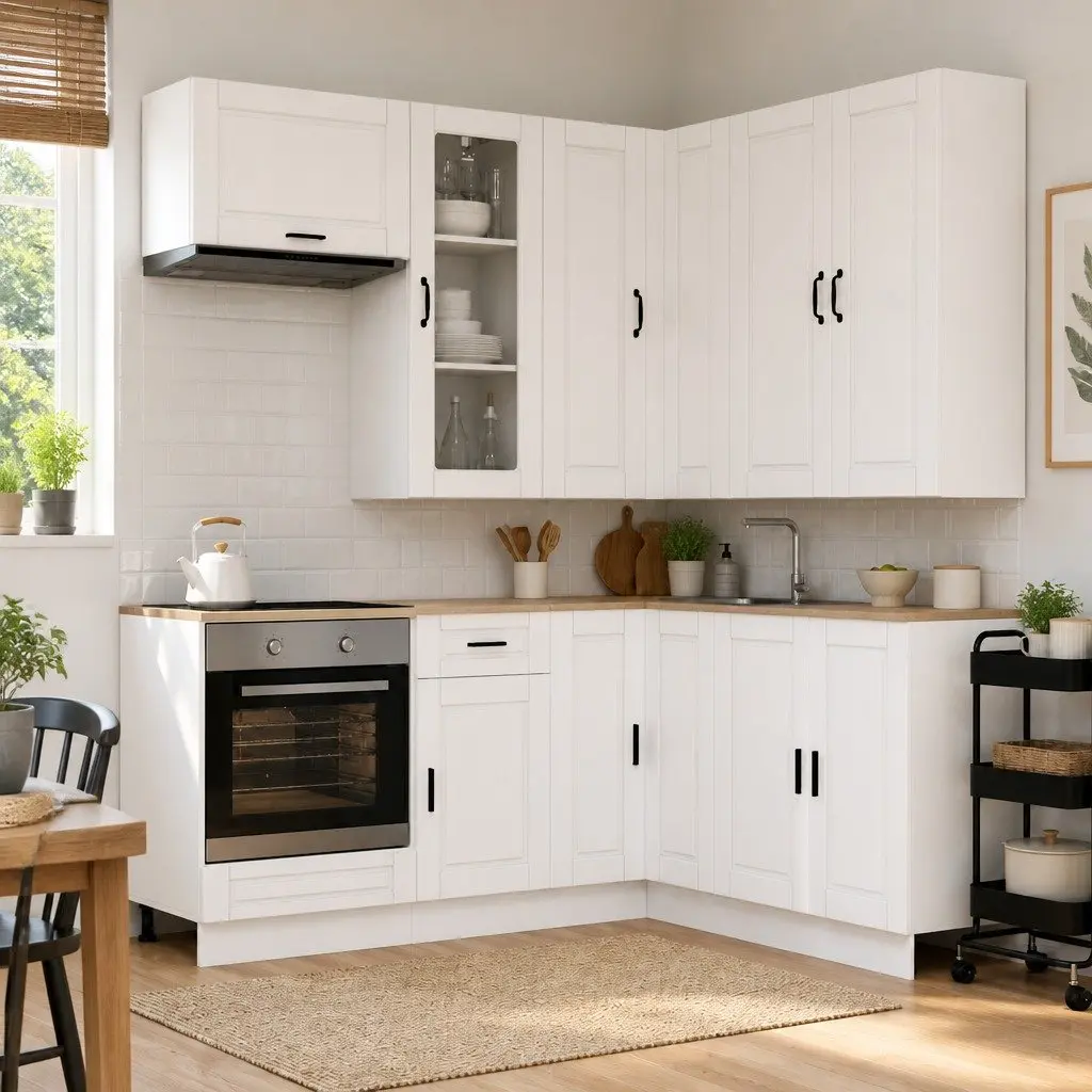 8-Piece White Kitchen Cabinet Set