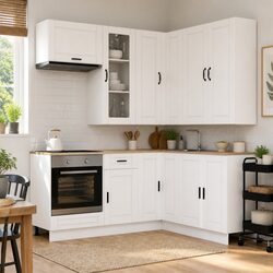 Stylish 8-Piece White Kitchen Cabinet Set