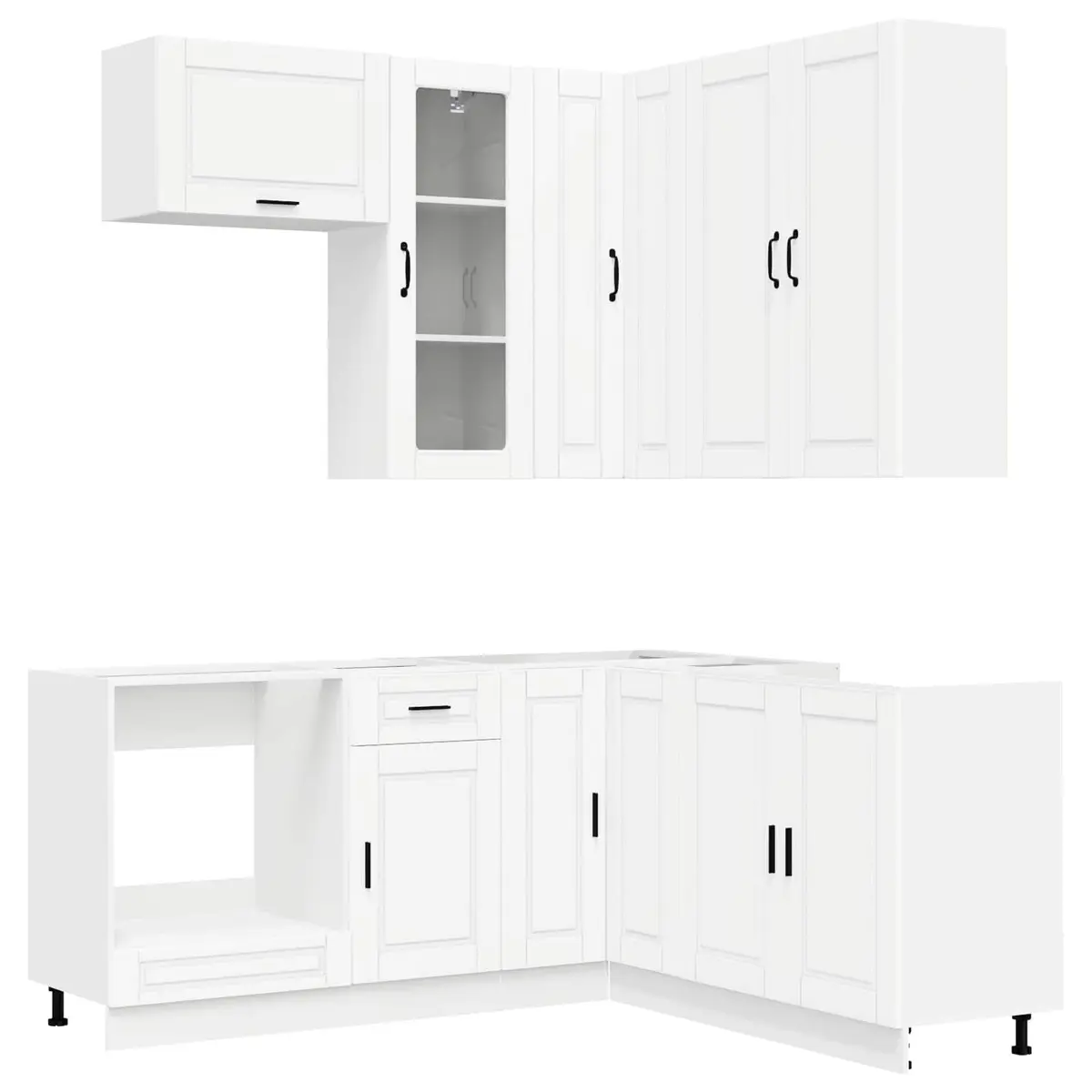 Kitchen Unit White 8 Piece Engineered Wood Cabinet Storage Furniture