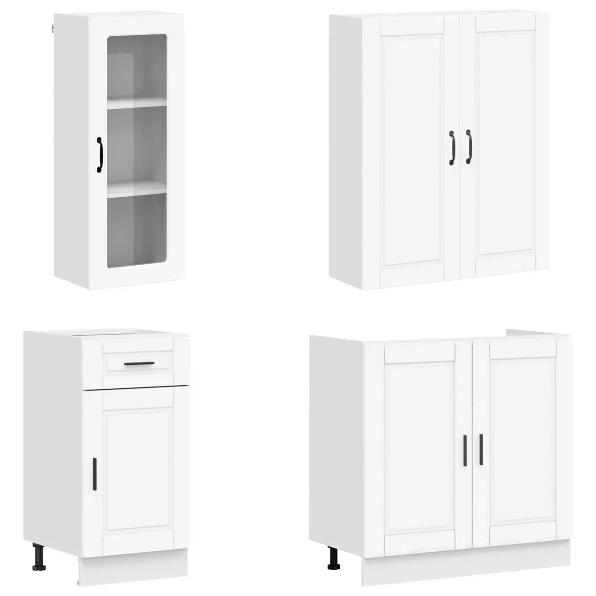 Kitchen Unit White 8 Piece Engineered Wood Cabinet Storage Furniture
