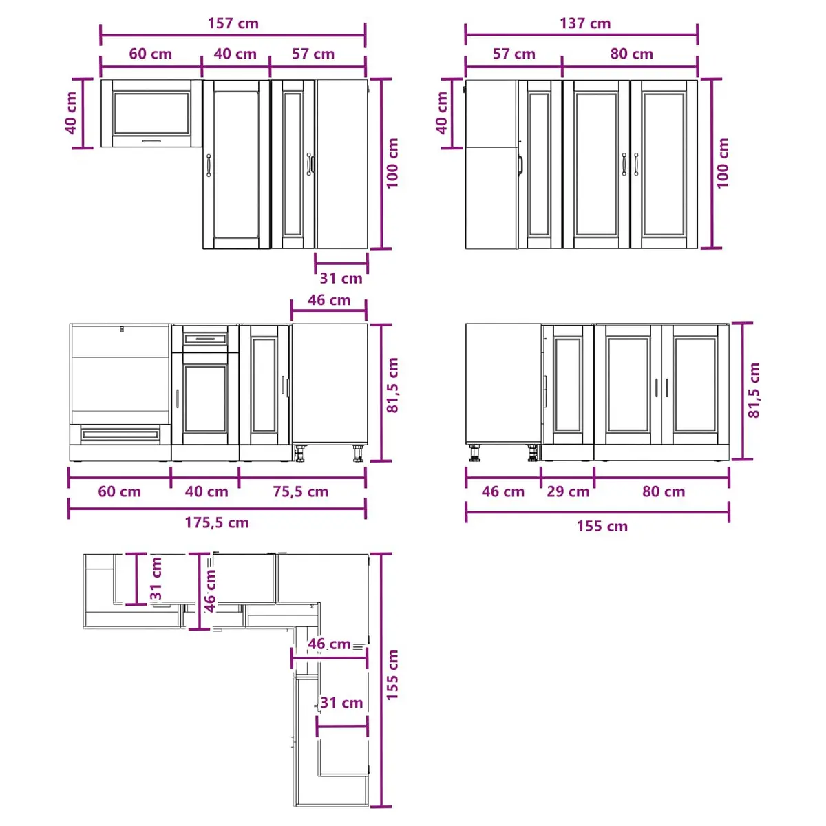 Kitchen Unit White 8 Piece Engineered Wood Cabinet Storage Furniture