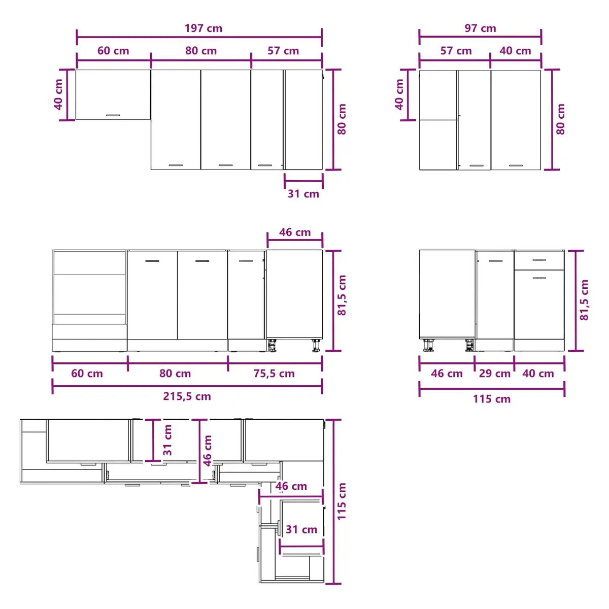 8-Piece White Kitchen Cabinet Set