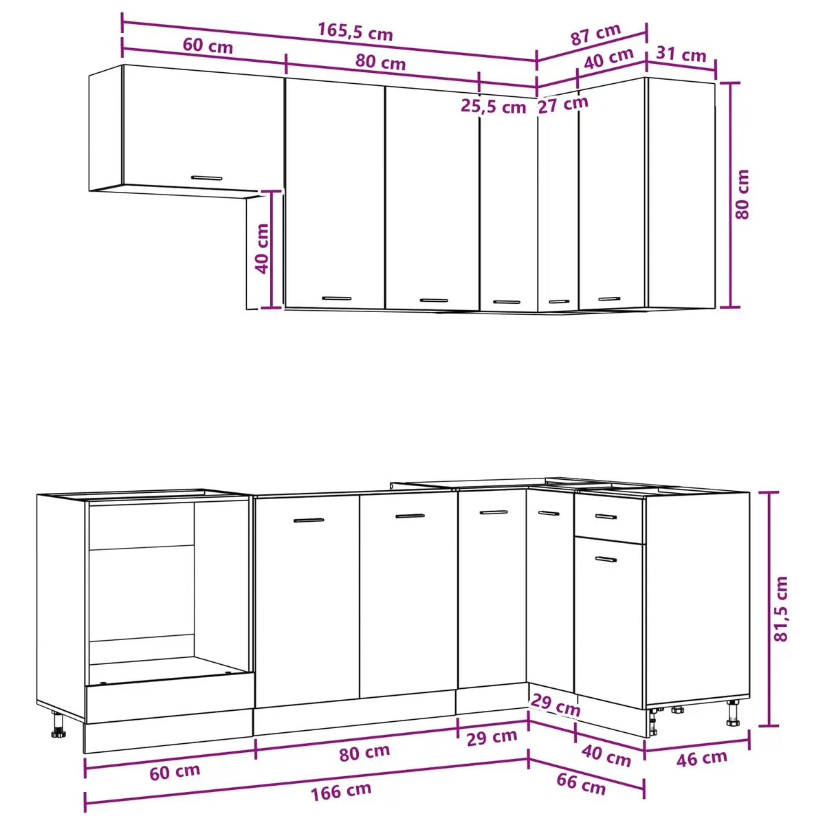 8-Piece White Kitchen Cabinet Set