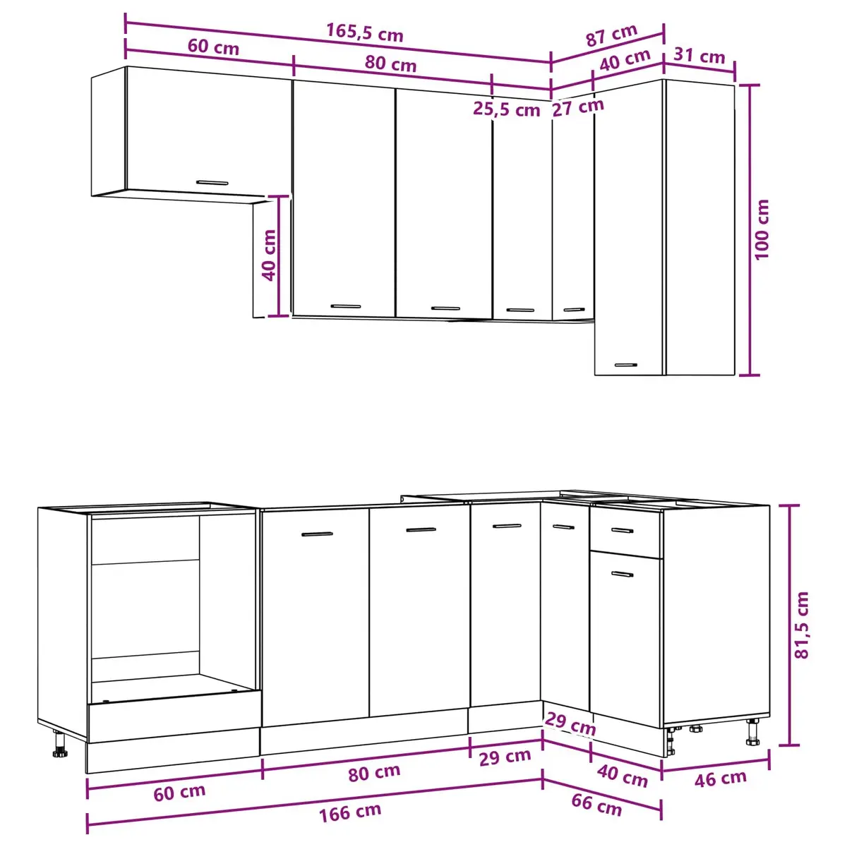 8-Piece White Kitchen Storage Cabinet Set