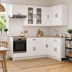 8 Piece White Engineered Wood Kitchen Storage Unit