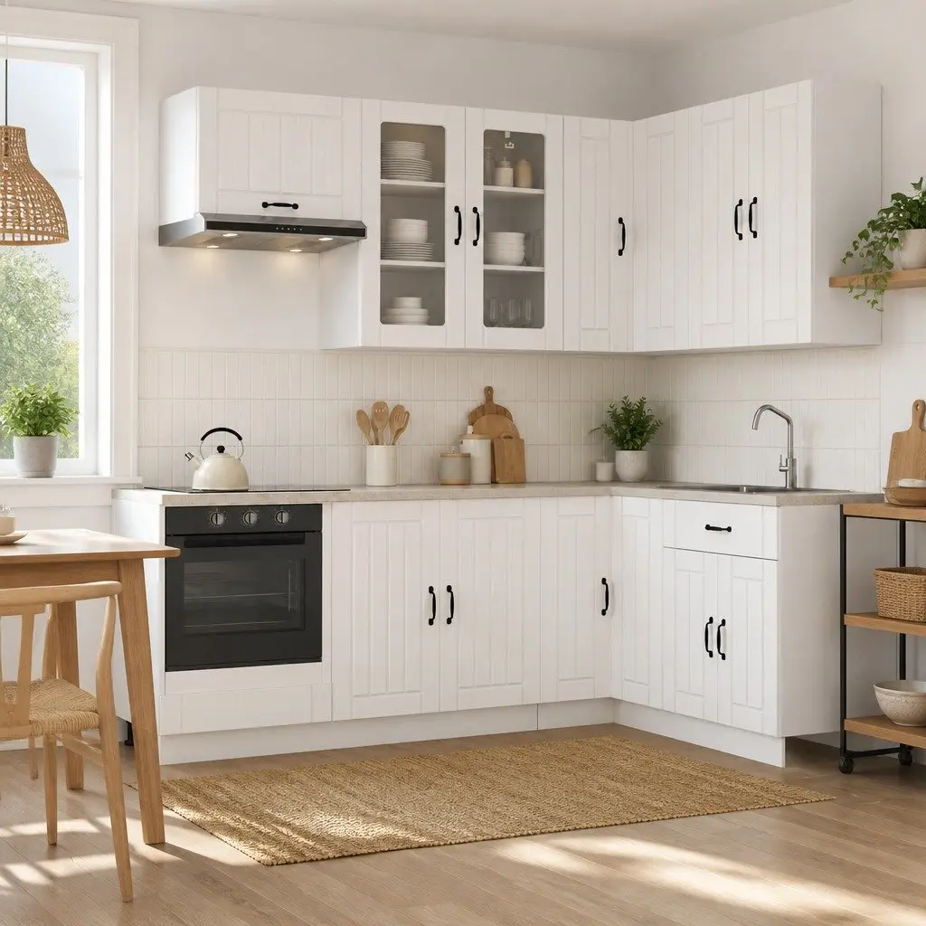 8-Piece White Modern Kitchen Storage Unit