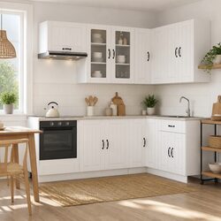 8-Piece White Modern Kitchen Storage Unit