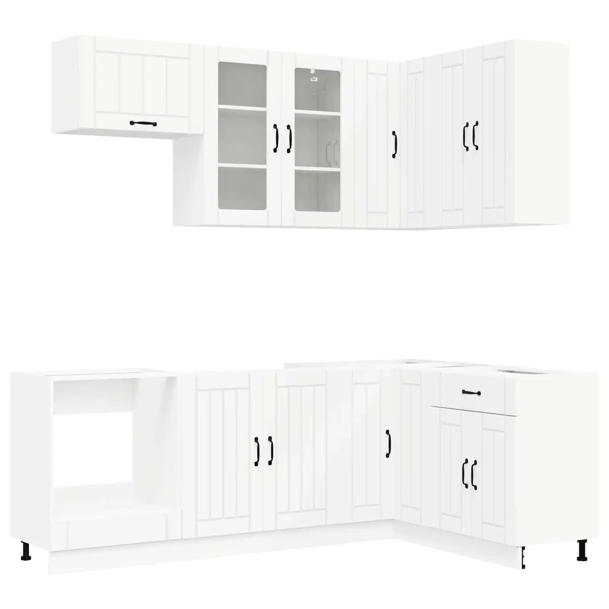 Kitchen Cabinet 8 Piece White Modern Storage Engineered Wood