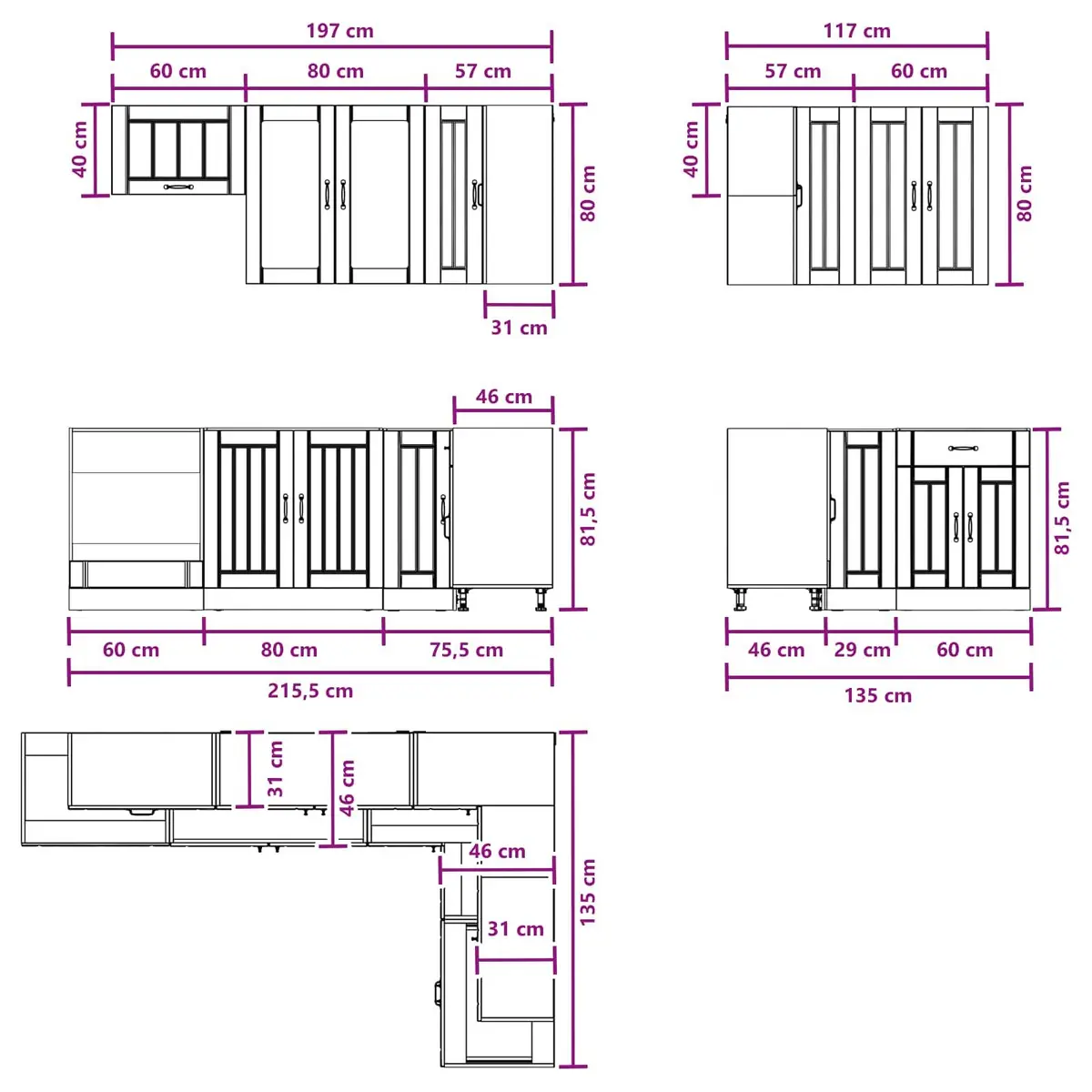 Kitchen Cabinet 8 Piece White Modern Storage Engineered Wood