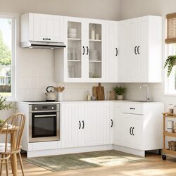 Charming 8 Piece White Kitchen Storage Cabinet