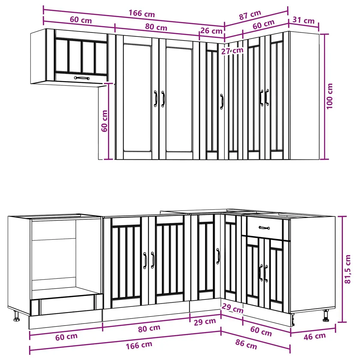 Kitchen Cabinet Unit 8 Piece High Gloss White Engineered Wood Storage Furniture
