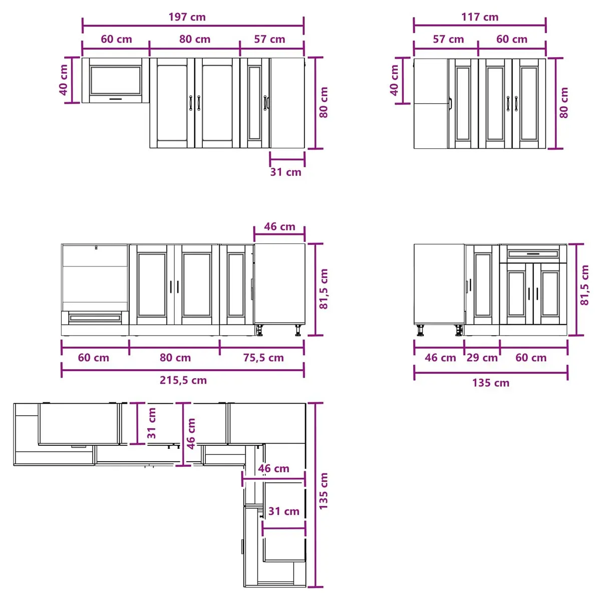 Kitchen Cabinet High Gloss White 8 Piece Engineered Wood Storage Unit