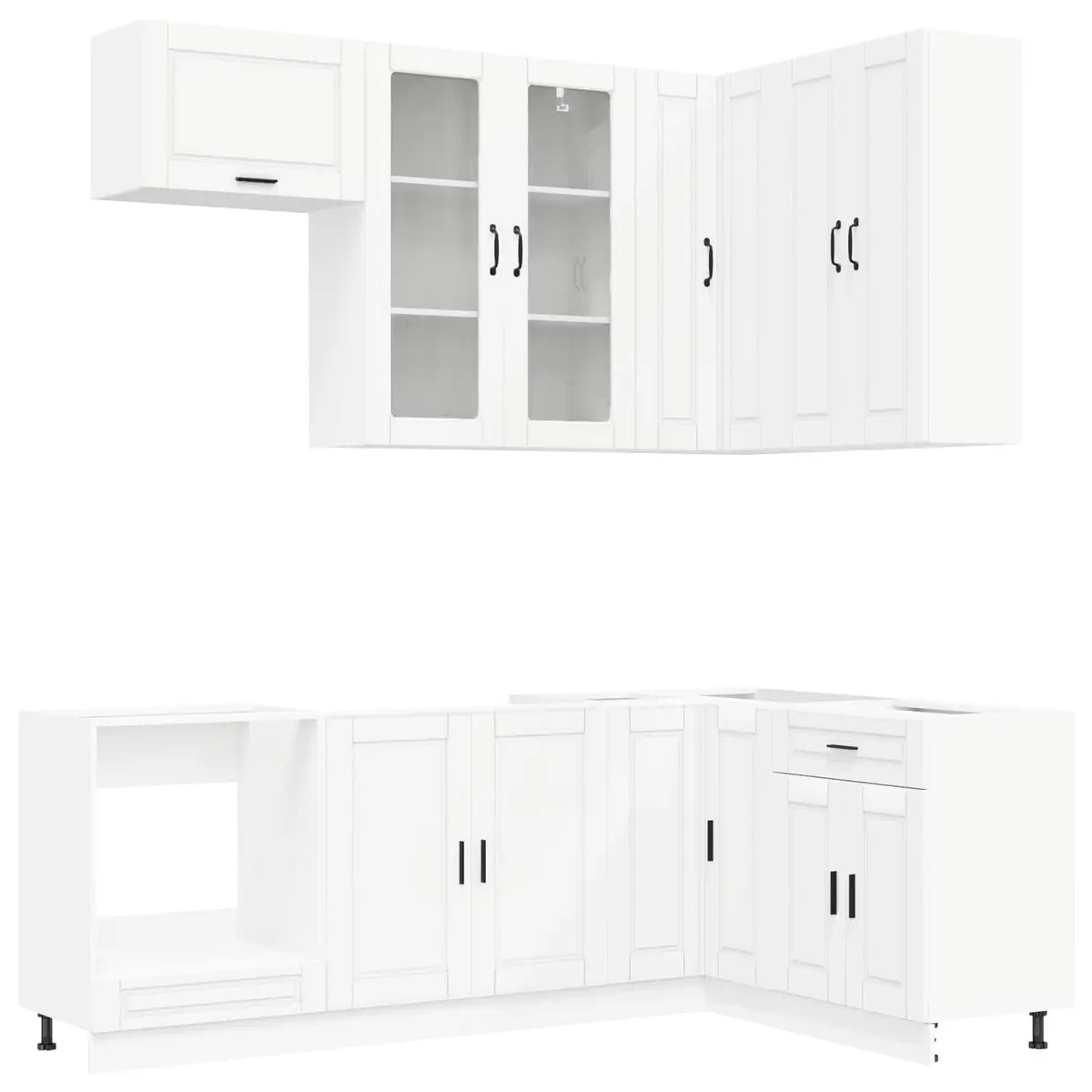 Kitchen Cabinet Unit White 8 Piece Engineered Wood Storage