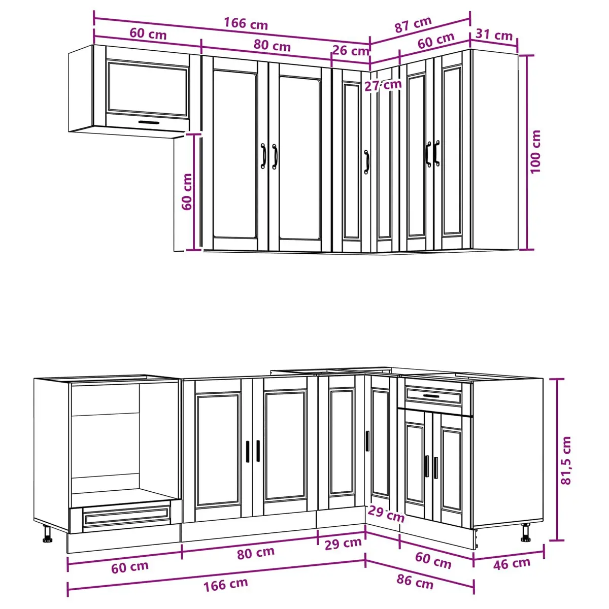 Kitchen Cabinet Unit White 8 Piece Engineered Wood Storage
