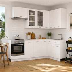 8-Piece Modern White Kitchen Cabinet Set