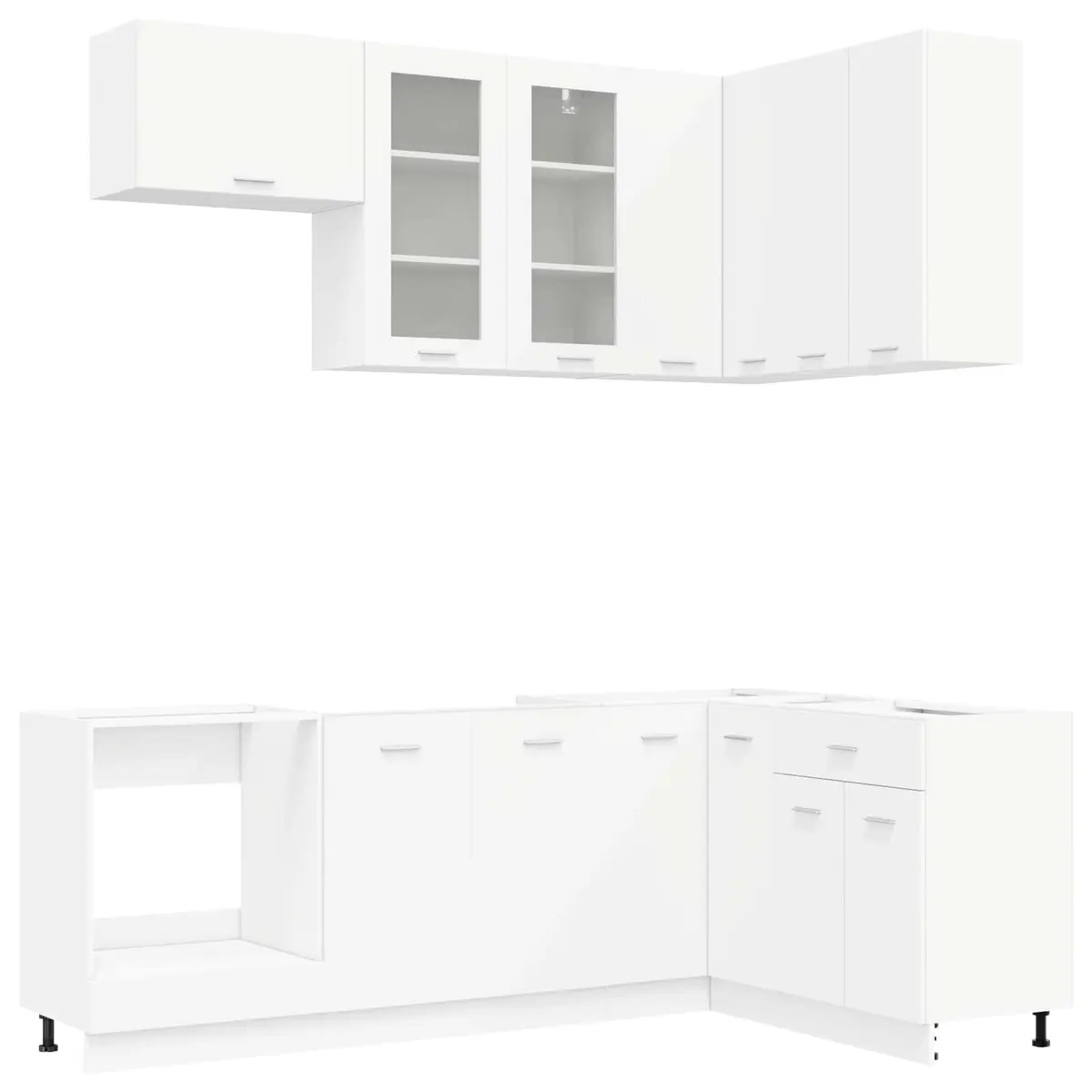 8-Piece Modern White Kitchen Cabinet Set