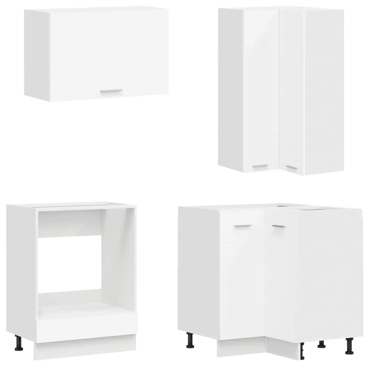 8-Piece Modern White Kitchen Cabinet Set