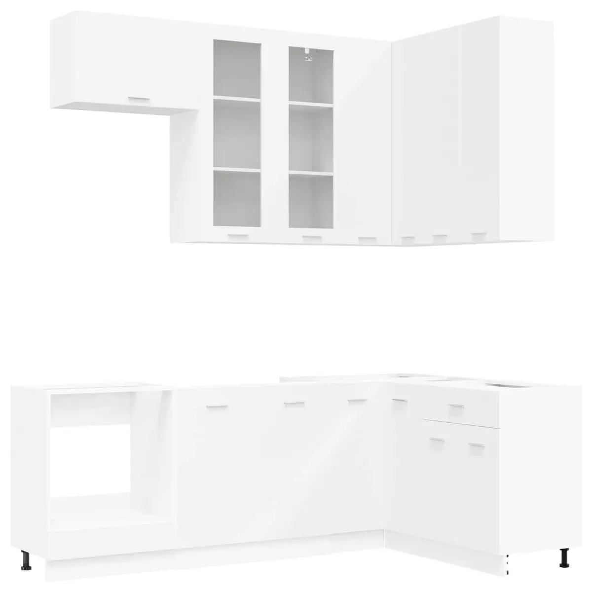 8-Piece Modern White Kitchen Cabinet Unit