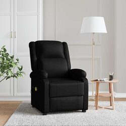 Electric Massage Chair Reclining Black Faux Leather Vibration 6 Points Hand